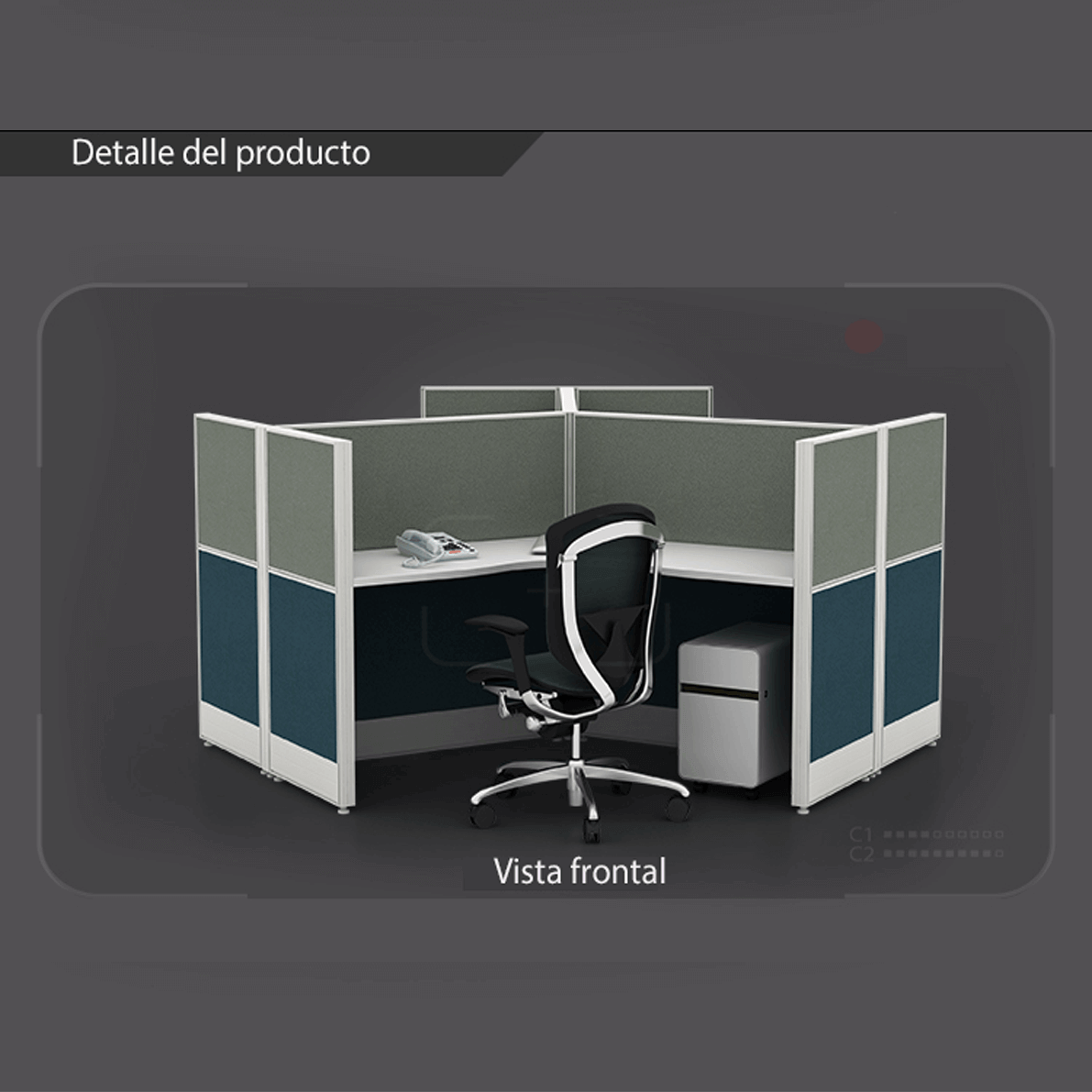 Moderno diivisor de esctructura metálica, tapiazada con tela muy original.