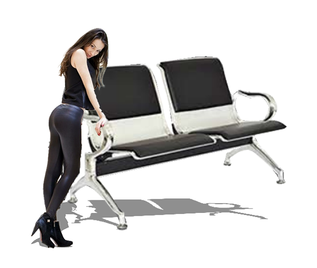 Banqueta aeropuerto espacio muy amplio, mueble para espera.