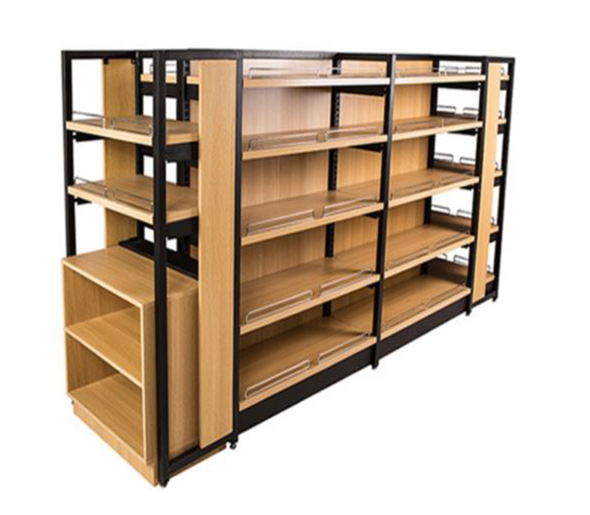 Estanteria gondola central espacios distribuidos con tubo de 1"