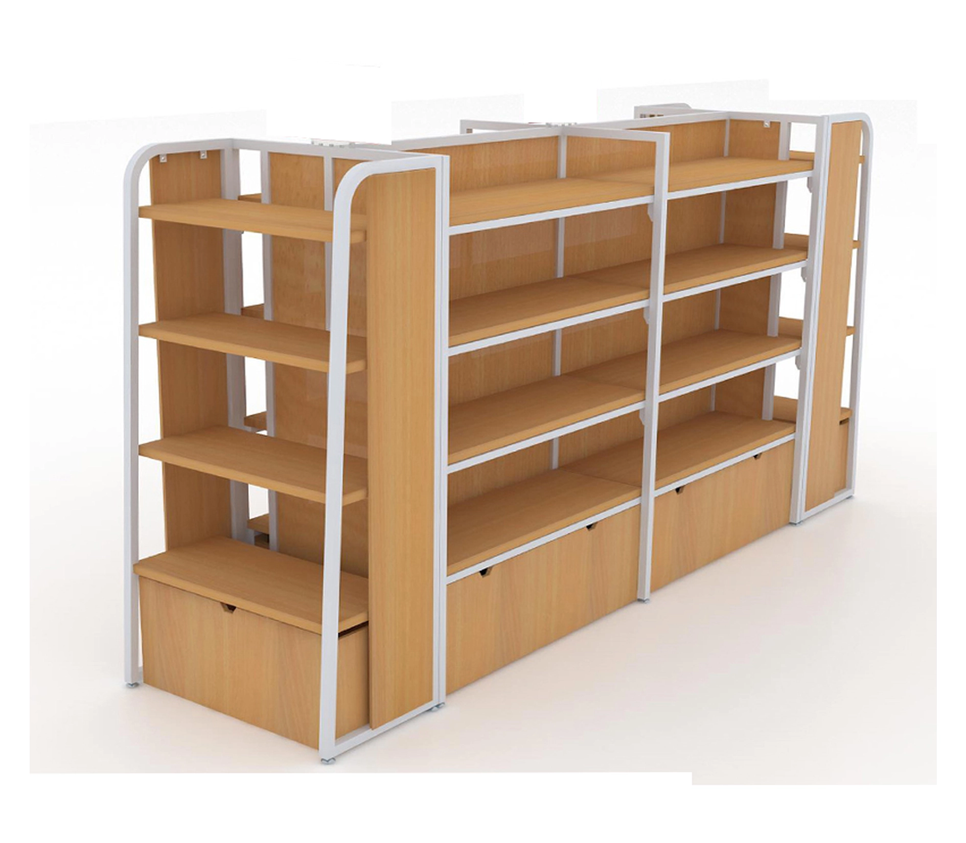 Estanteria gondola central espacios distribuidos con tubo de 1"